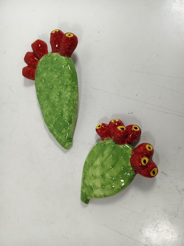 cactus objetos deco pared ceramica 25x16.5x2.5 18x14x3.3 1u